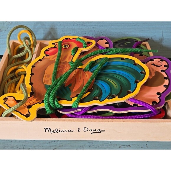 Melissa & Doug Lace and Trace Farm Animals Educational Toy Wooden Toddler - Picture 11 of 13